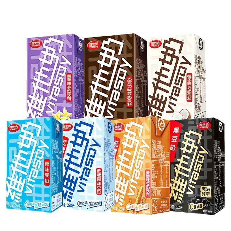 维他奶豆奶250ml*6盒原味椰子巧克力黑豆香草草莓香蕉味奶早餐奶