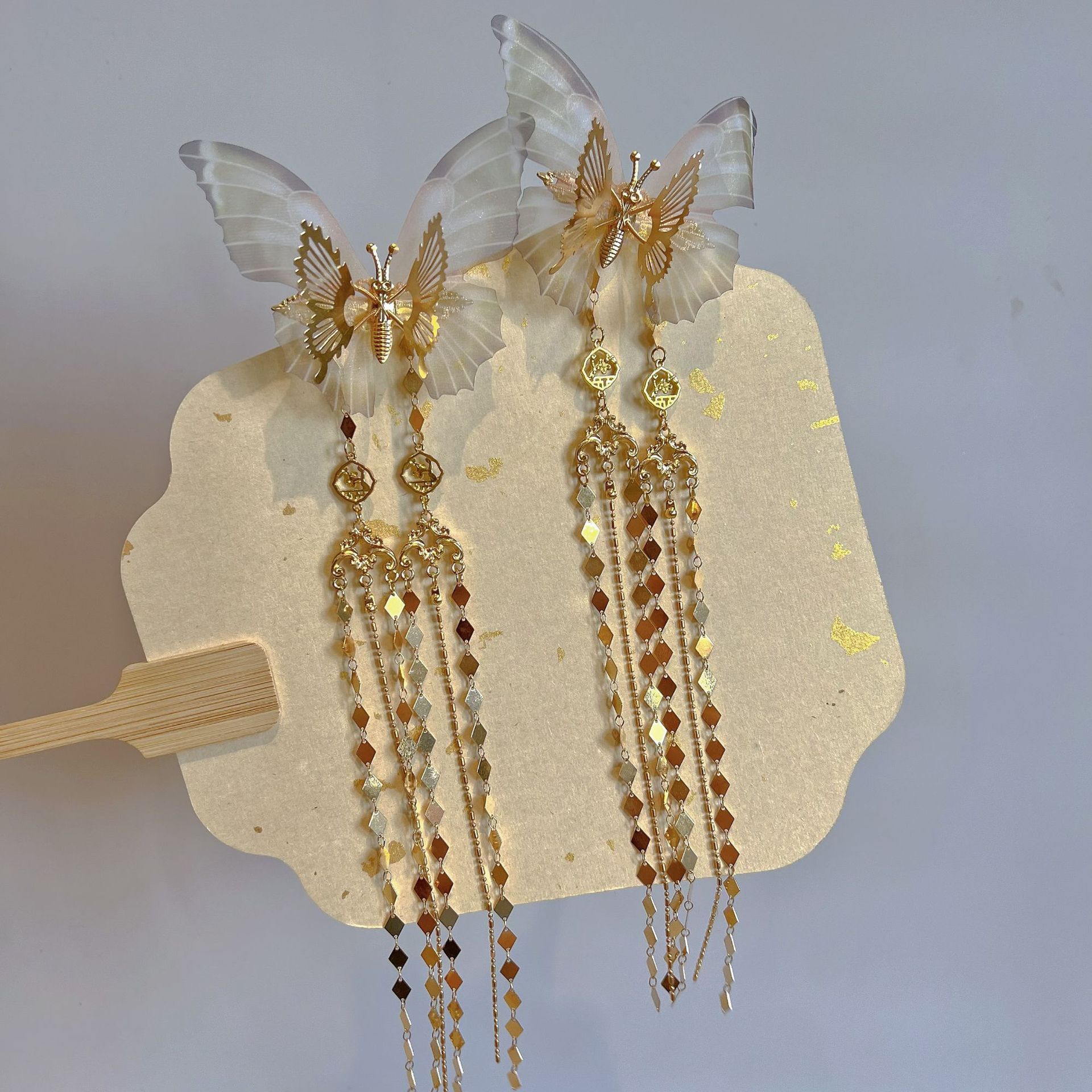 Antique Hanfu Hair Accessories Gradually Smart Butterfly Super Fairy Hairpin Side Clip All-match Long Tassel Vintage Headwear Butterfly