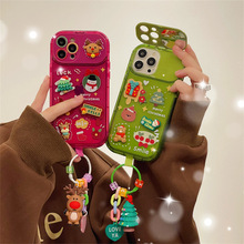 圣诞立体公仔挂件适用iphone15Promax苹果13手机壳14女11翻盖镜子
