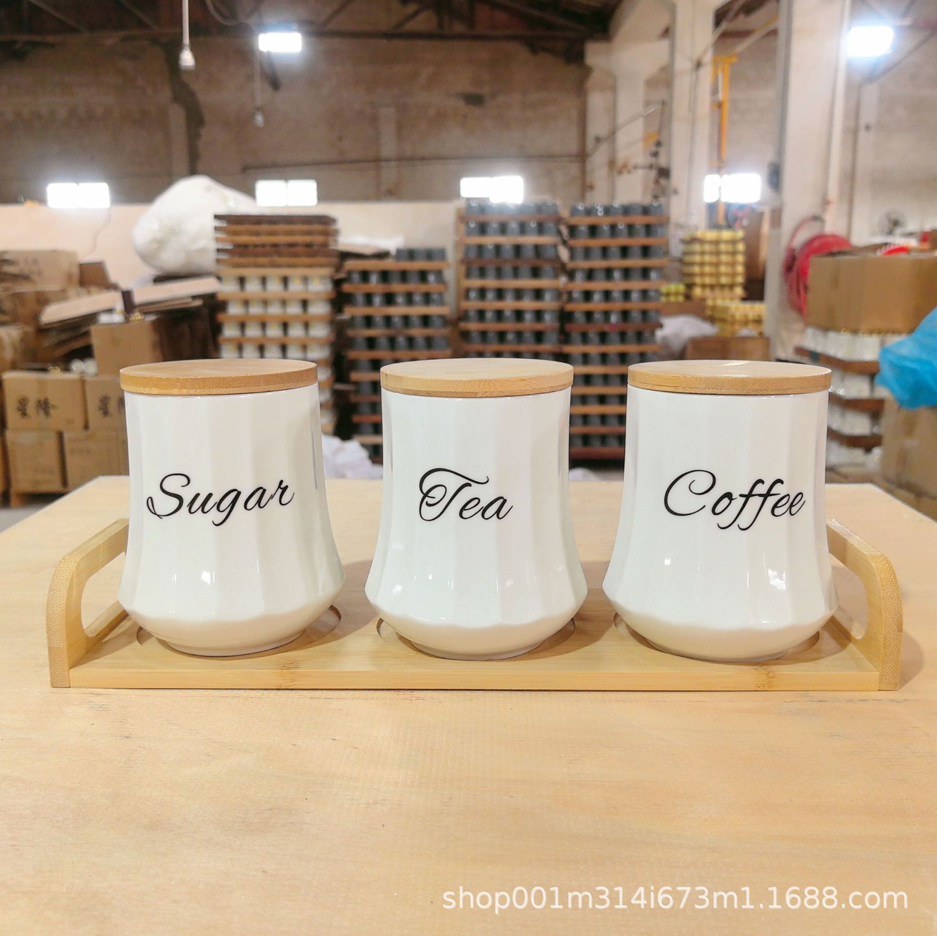 Cocina, hogar, hogar, olla de almacenamiento de cerámica, olla de almacenamiento de gran capacidad, granos de café, olla de dulces de té, decoración de tres piezas