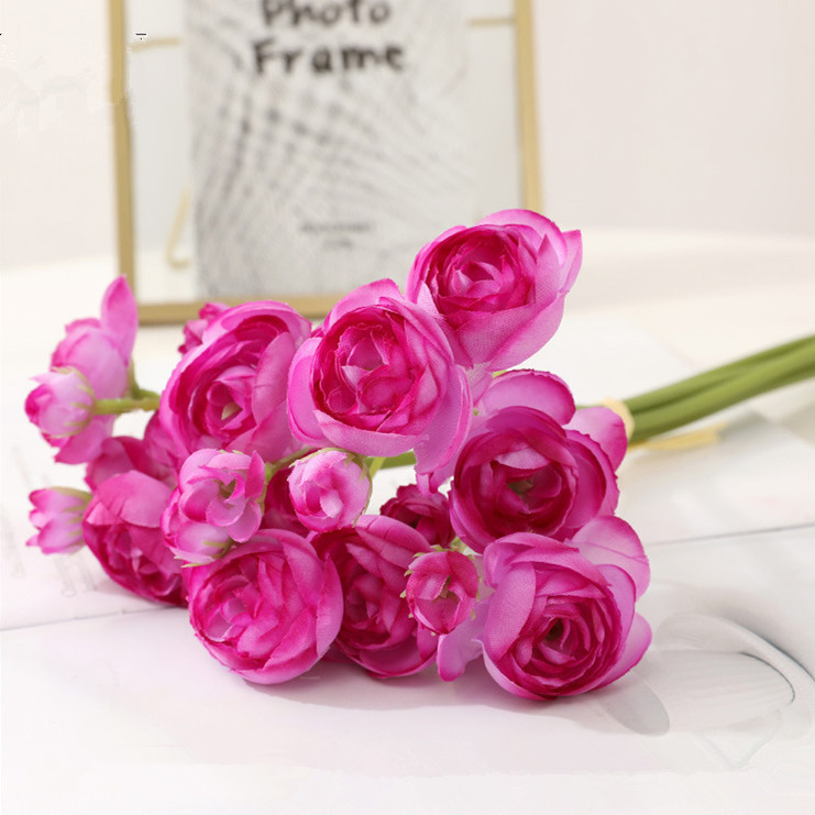 6 pcs flejes artificiales pequeños capullos de té de camelia flor artificial que sostiene la flor artificial ramo de flores decoración flor decorativa boda de la boda