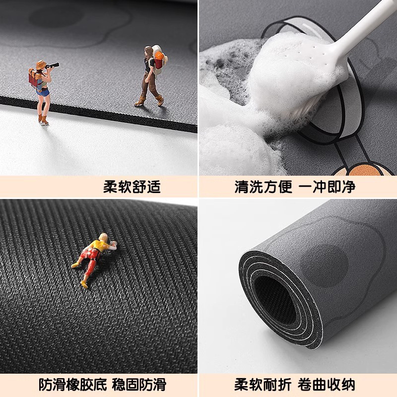 卡通风软硅藻泥地垫厨房地垫家用可裁剪防滑吸水吸油耐脏耐磨脚垫|undefined