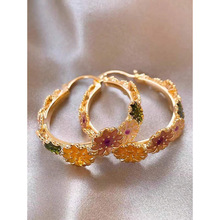 羳lElegant Circle Daisy Flower Art Earrings Women