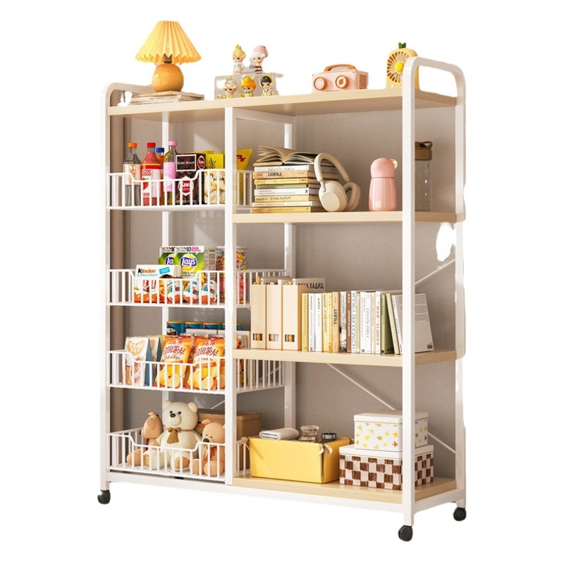 Estantería estante piso juguete imagen libro snack estante de almacenamiento móvil de hierro multifuncional niños estantería en casa