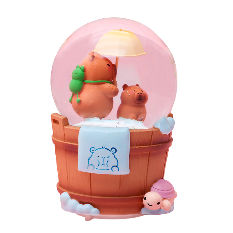 Douyin Little Red Book Venta caliente Kapibara Crystal Ball Música Brillante Nieve, Lindo capibara Decoración Regalo para niños