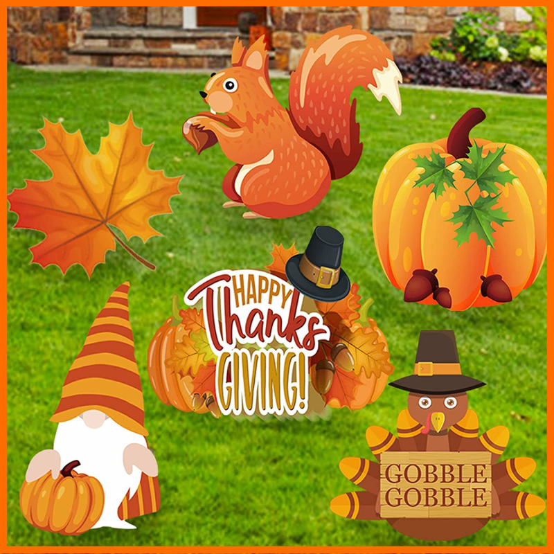 New Thanksgiving Courtyard Floor Sign, Hollow Board Printing, Outdoor Rainproof, Autum Decorative Sign Row