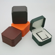 高端PU皮木纹手表盒翻盖手表盒子单只腕表收纳收藏包装精美八角表