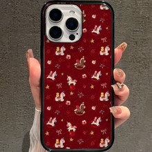 红底木马适用苹果17promax手机壳新款16亚克力14卡通可爱13防