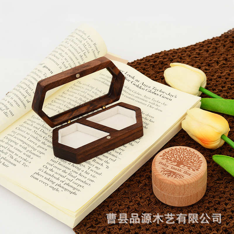 木製リングボックス木製ジュエリーボックス胡桃木ドリルリング収納ボックス結婚リングボックスケヤキリングボックスカスタム|undefined