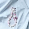 Fuchsia matte chain with bow, with little bears