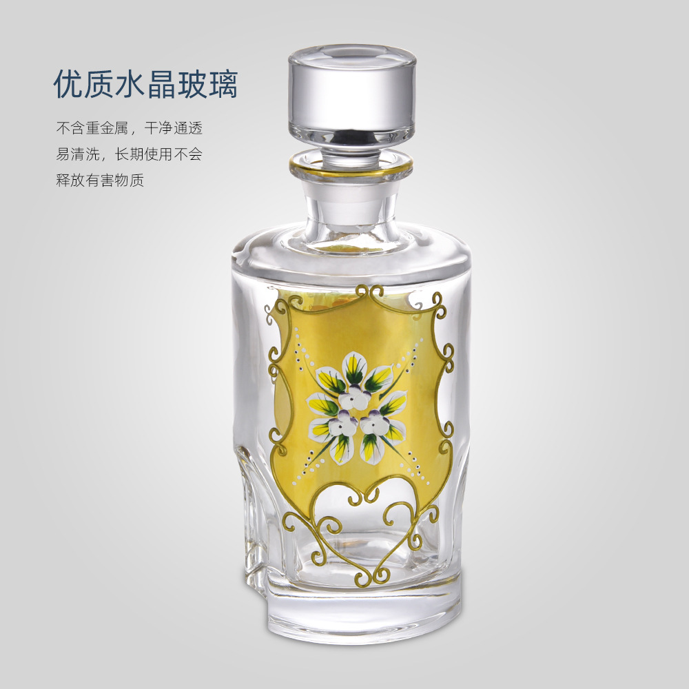 亚马逊威士忌酒具套装 捷克古典传统真金珐琅花酒具 洋酒酒具礼盒