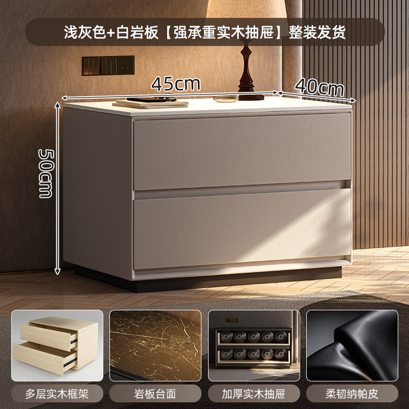 Armario de almacenamiento de mesita de noche todo en uno 2025 nuevo armario de almacenamiento de dormitorio doméstico de gran tamaño armario italiano de madera maciza de lujo ligero