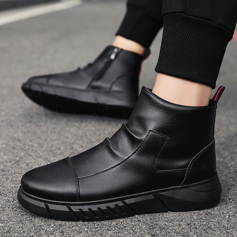 2023 Autumn New Martin Boots Men's Trendy and Versatile Black Leather Boots Casual High Top Leather Men's Shoes Wholesale