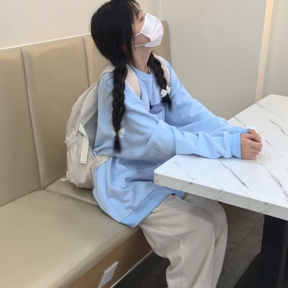 单/套装2021新款秋季温柔系穿搭女生宽松套头圆领卫衣+休闲运动裤