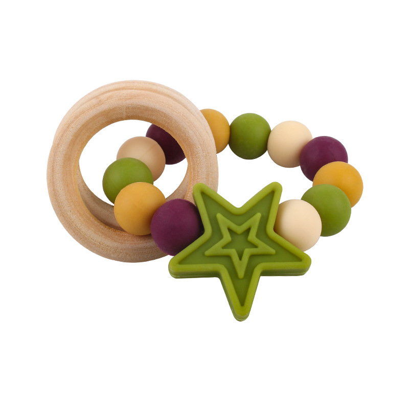 AliExpress nueva fábrica en stock al por mayor bebé mordedor pulsera de silicona para niños estrella de cinco puntas dientes juguetes de molienda