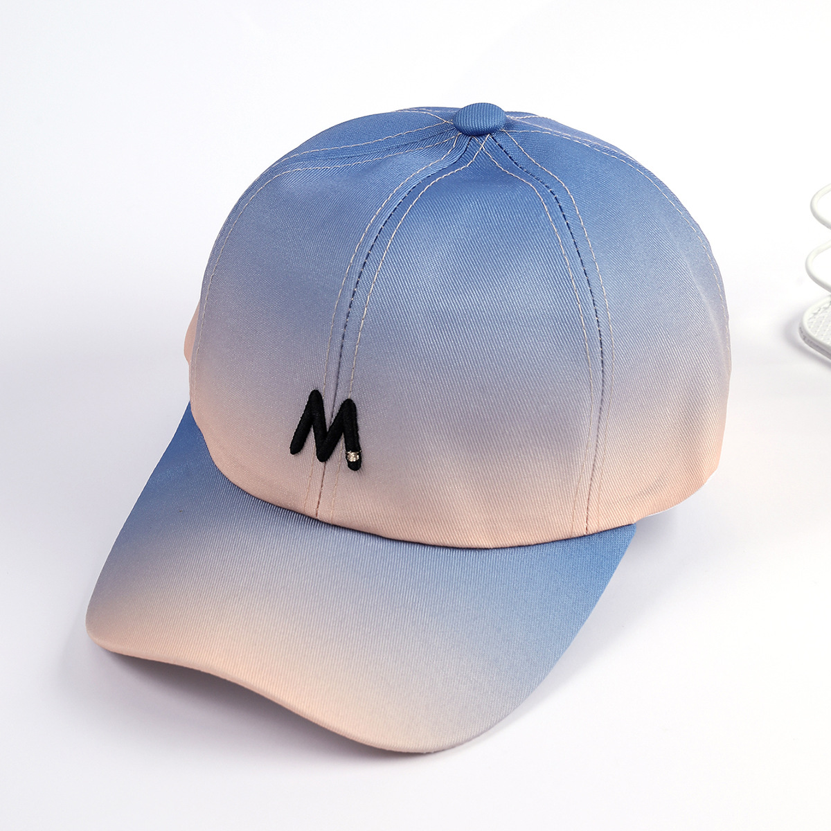Gradiente de color gorra de verano de las mujeres estilo coreano calle Hipster bordado letra M gorra de béisbol dulce a prueba de sol todo partido moda