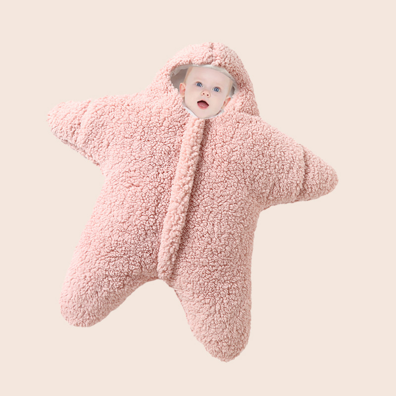Newborn Baby Sleeping Bag Baby Jumpsuit Starfish Cute Crawling Suit Autumn and Winter Thickened Anti-Kick Bag Anti-Jump