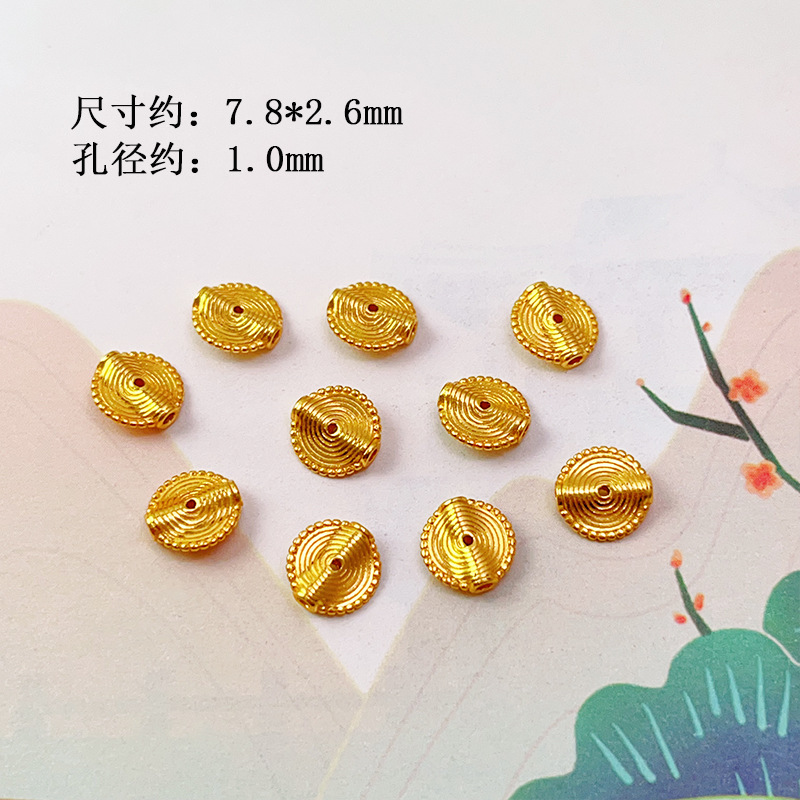 S925 Silver Gold-Plated Brushed Spacer Beads Barrel Beads Round Beads Bamboo Accessories Bracelet Necklace Charms DIY Semi-Finished Accessories New