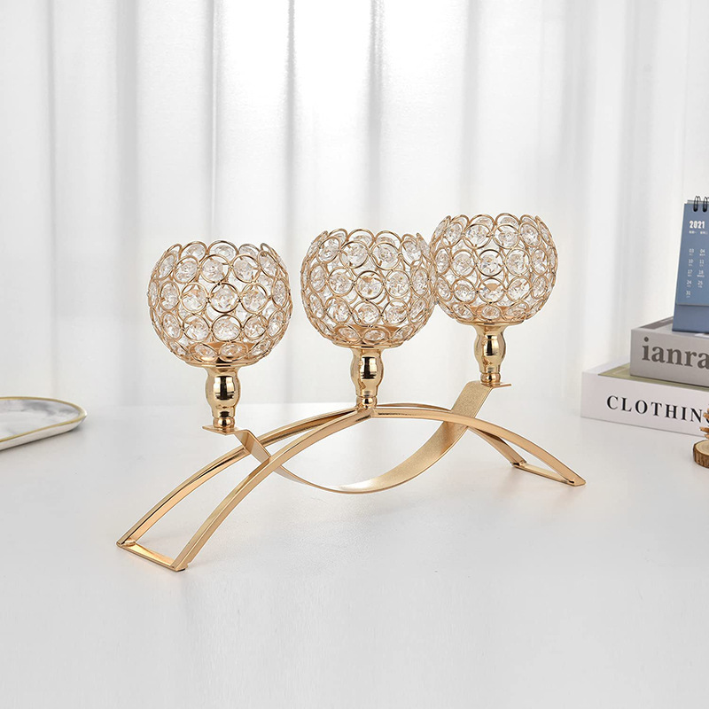 Transfronterizos nordicos candelabro oro lujoso cristal hogar sala de estar comedor decoración de mesa de comedor candelabro romántico nuevo producto