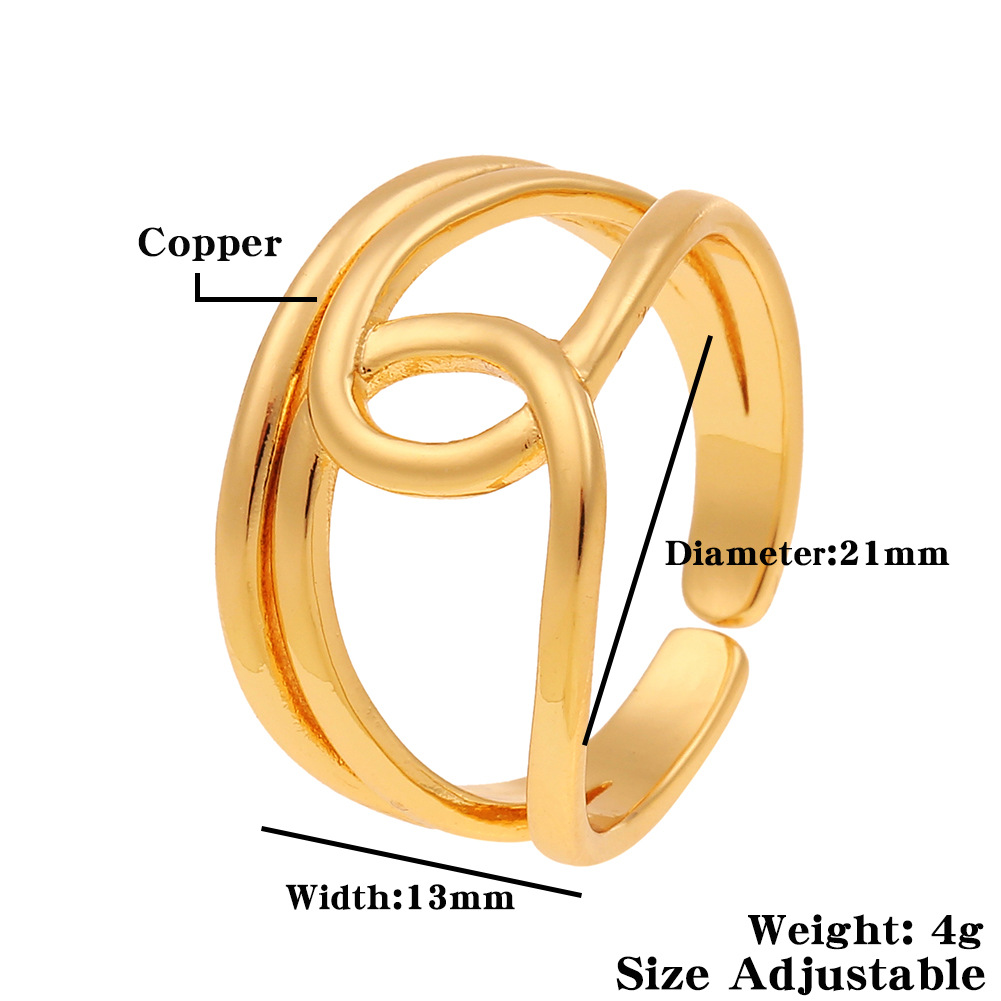Fashion Hand Jewelry Copper Plated Real Gold Geometric Personality Index Finger Ring display picture 1