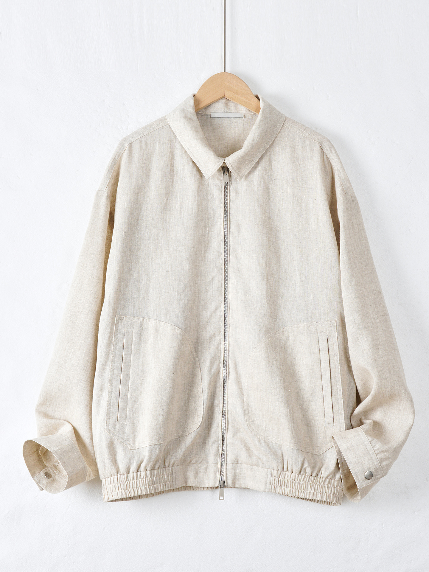 100% Linen Jacket, American Style, Spring, Loose Fit, Stand Collar, Zip-Up, Unisex, Casual, Old Money Style Jacket