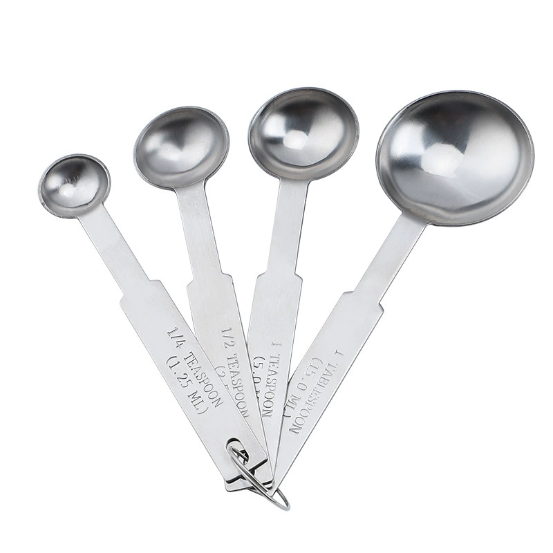 Stainless steel measuring spoons set of 4, coffee spoons with measurement scales, kitchen baking seasoning tools