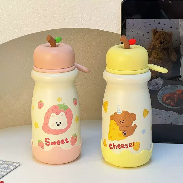 可爱卡通苹果保温杯高颜值女2025新款儿童316不锈钢便携水杯定制