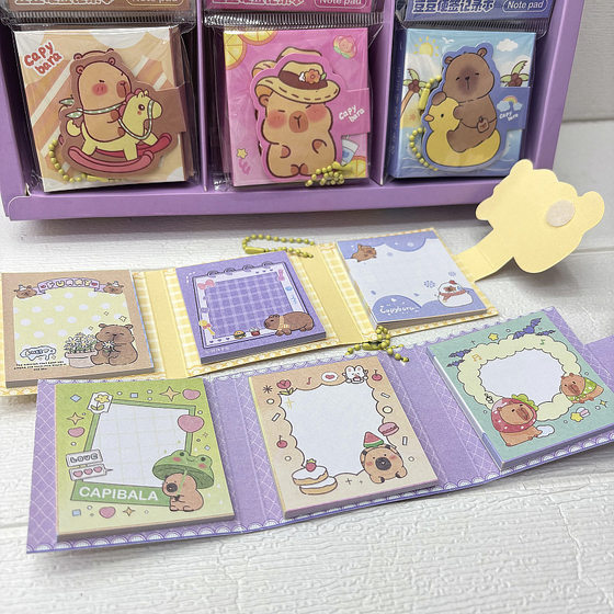Foreign Trade Labubu Labubu Cute Cartoon Stationery Mini Three-fold Three-fold Folding Notepad Notepad