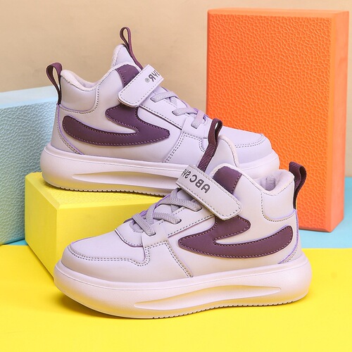 Boys 'second-cotton shoes, new winter mid-sized children with velvet thick soft sole waterproof skate shoes, children's sports running shoes