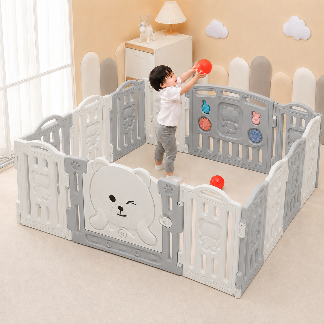 Chocolate Bear Baby Baby Fence Indoor Household Game Barrier Niños Fence Ground Crawling Pad Parque de Entretenimiento image 3