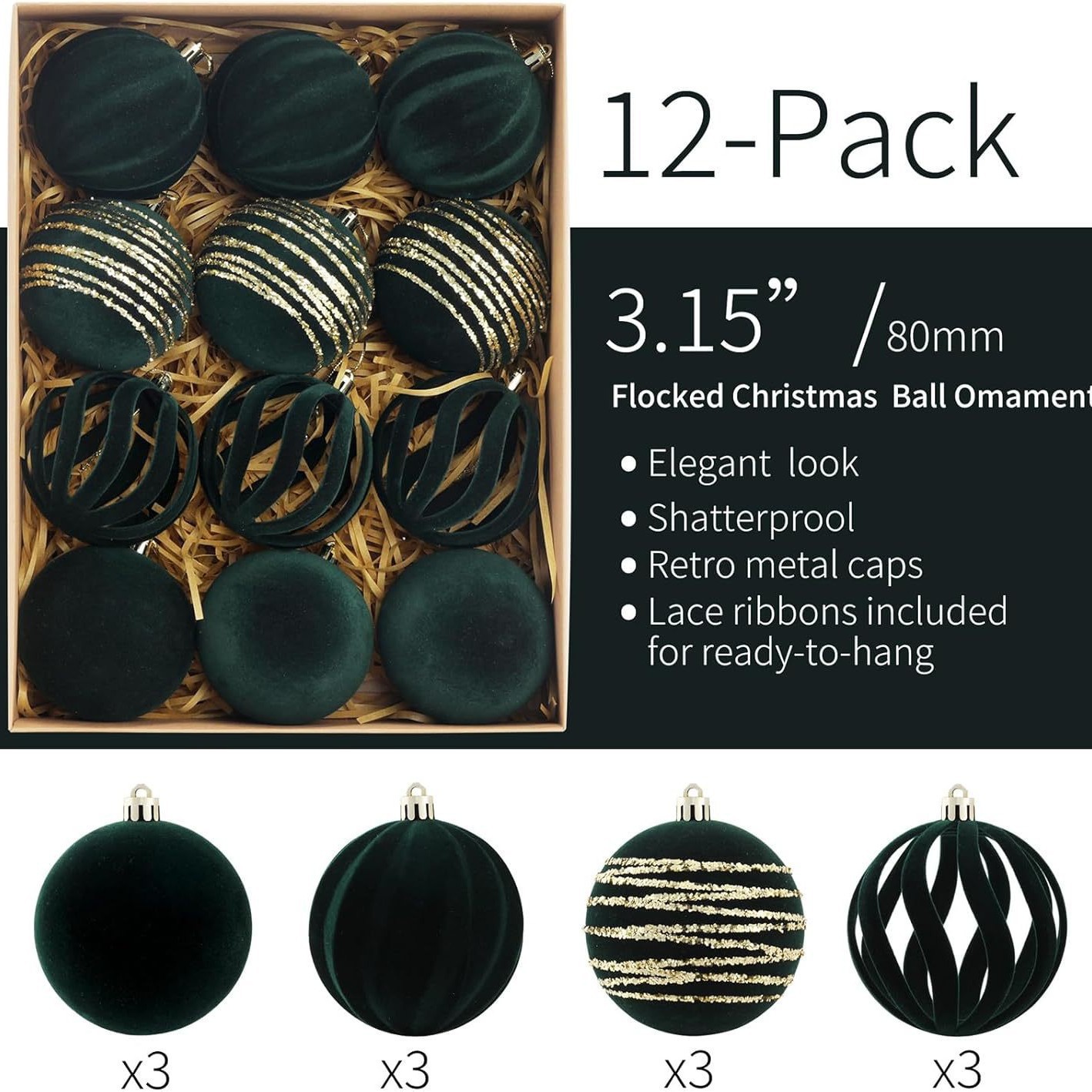 Amazon Hot Sale Flooded Navidad 6cm / 8cm Set Navidad Ball Decoration Colgante Disposición Navidad Ball Colgante image 20