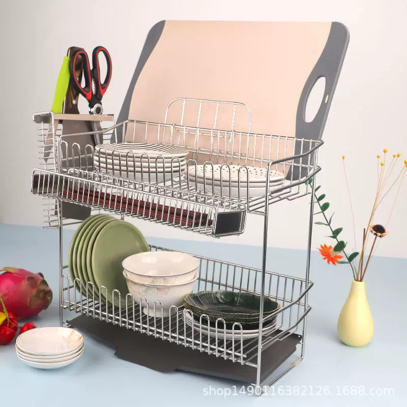 201不锈钢沥水架厨房碗碟架水槽边碗碟餐具免安装台面碗碟置物架