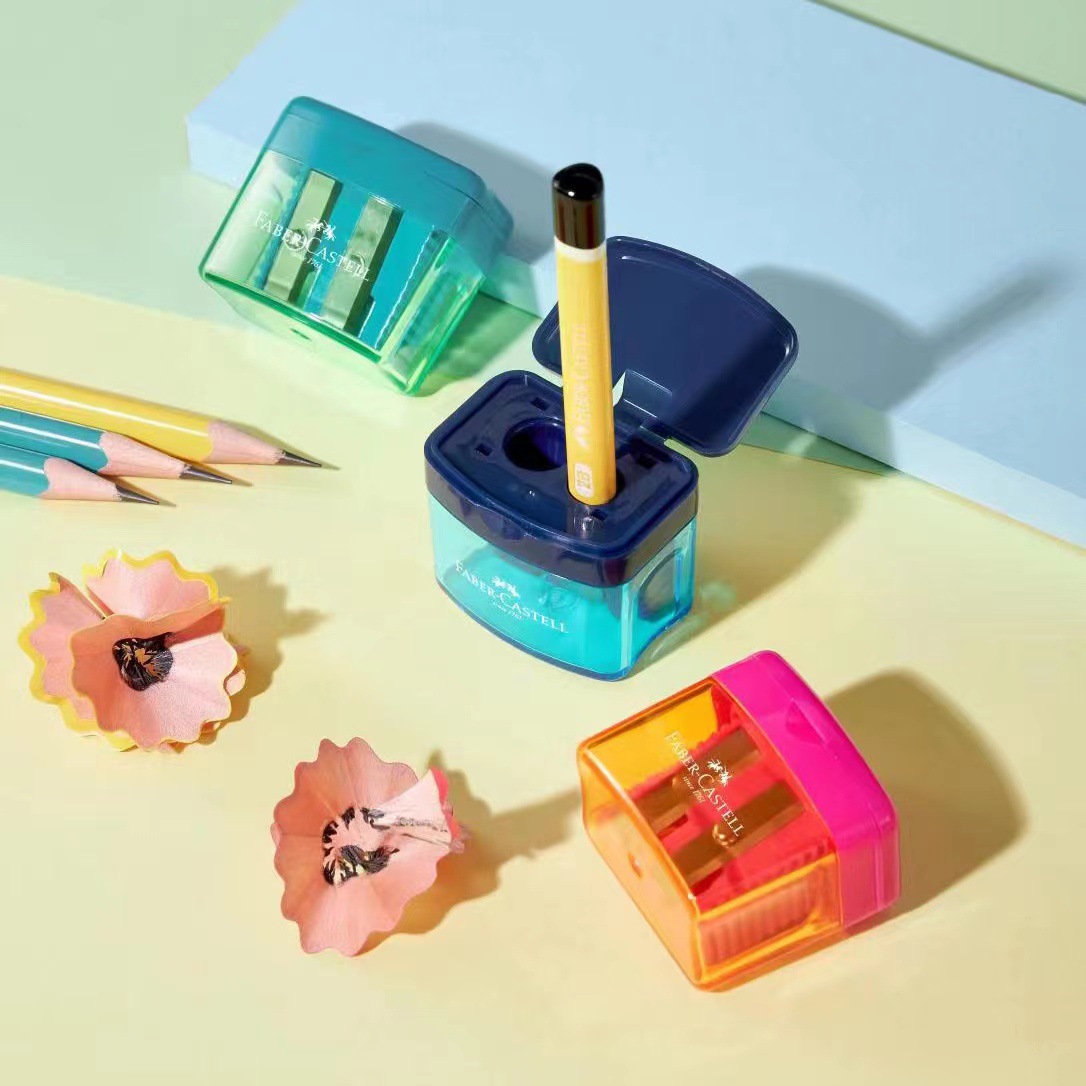 Huibaijia doble agujero sacapuntas 3829 Sacapuntas de lápiz Flip basura pequeño sacapuntas portátil para estudiantes