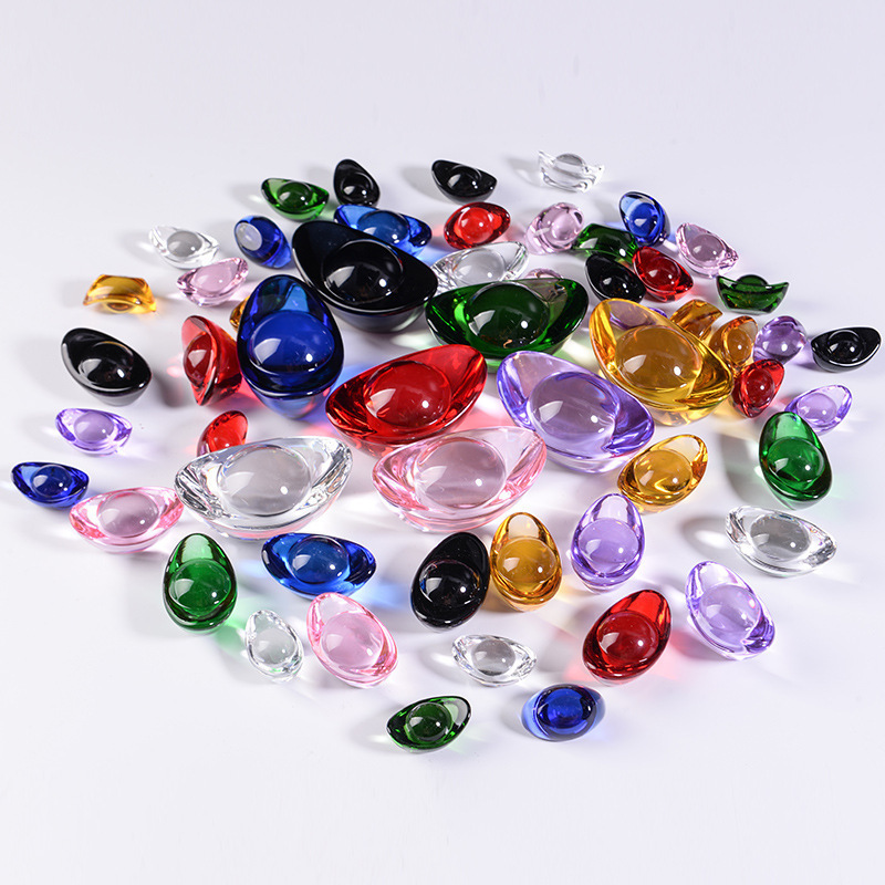 カラフルなクリスタルインゴット、カラフルなガラスインゴット、工芸品、大小の金インゴット、装飾品、カラフルな小さなインゴット|undefined