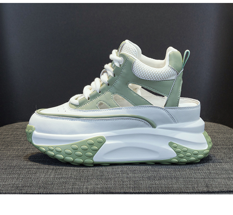 Giày sneaker nữ da thật đế dày phong cách bố mùa hè 2025 nhẹ tăng chiều cao — M2357 màu hồng, M2357 màu xanh lá cây, M2357 màu trắng chi tiết 24