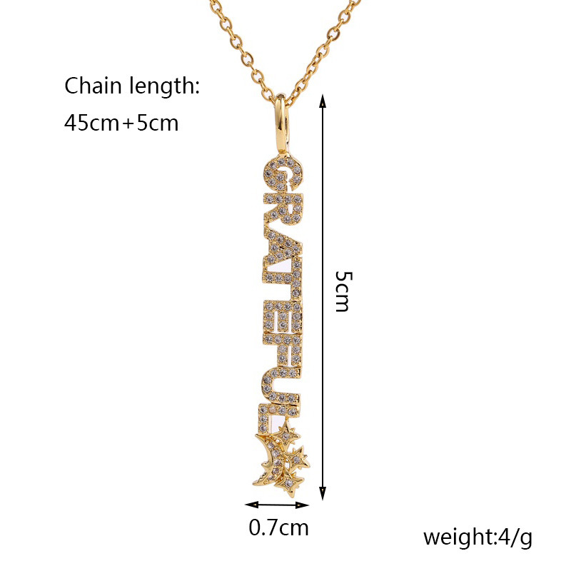 Fashion Long Copper Inlaid Zirconium Letter Necklace display picture 1