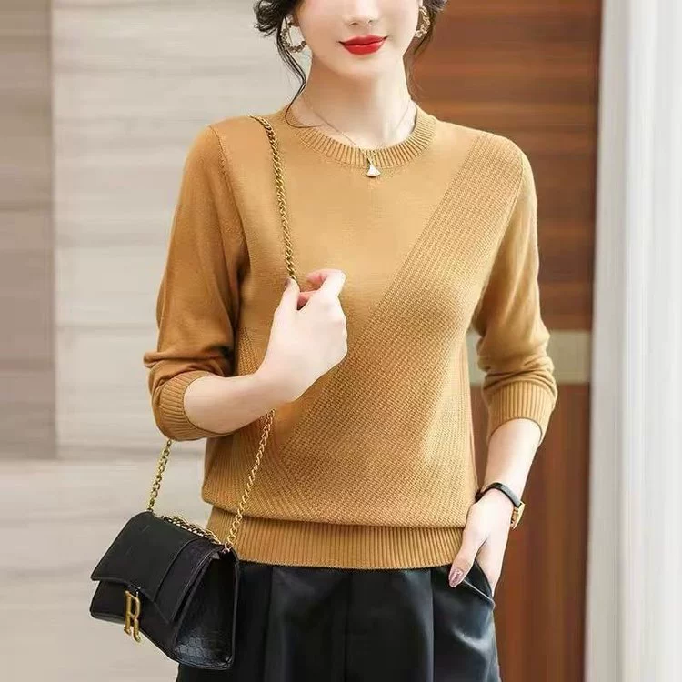 Мама весеннее платье вязаный маленький толстовка пожилой женщины осень и зима модный свитер с нижней рубашкой