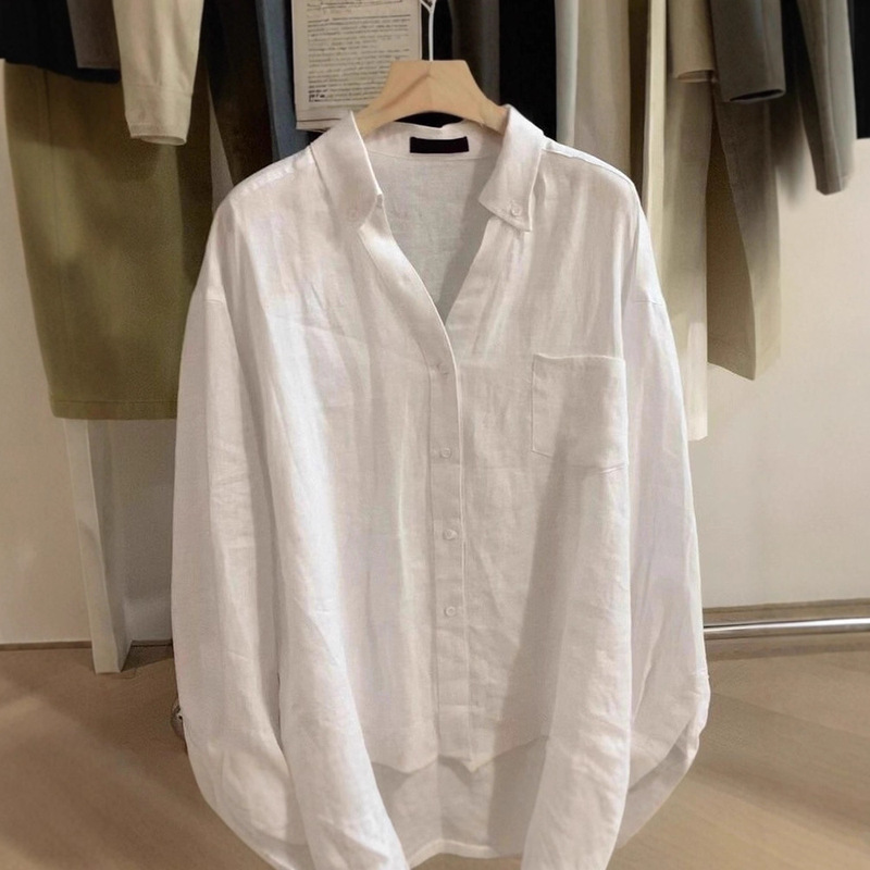 2025 This Year's Popular Long-Sleeved Sun Protection Shirt for Women in Spring and Summer Thin Loose Casual Work Clothing Versatile Cotton and Linen Shirt