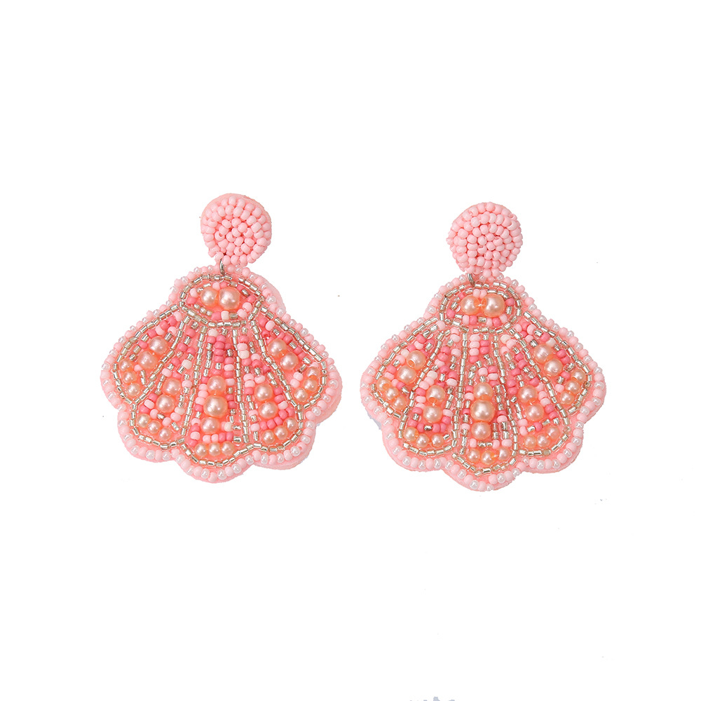 Beaded, Inlay Design 1 Pair IG Style Marine Style Starfish Shell Beaded Inlay Glass Rhinestones Drop Earrings Ear Studs