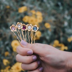 ヨーロッパとアメリカのクロスボーダー新しい花メタルラインストーン U 字型クリップ花嫁ヘアボールヘアアクセサリーヘアピンヘッドバンド