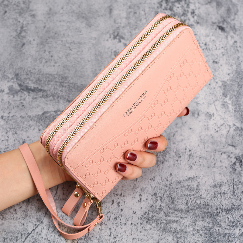 Factory wholesale double zipper coin purse long ladies wallet large capacity multi-function mobile phone bag key small bag
