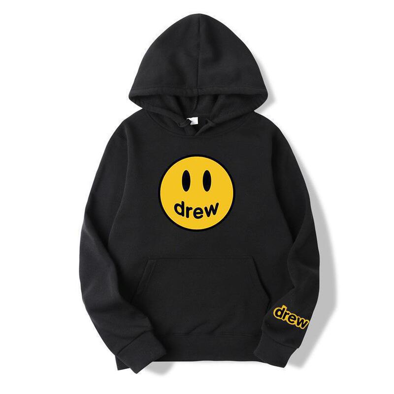 Drewhouse Smiley Face Sweatshirt Unisex Drew Justin Bieber Street Style Couple Outfit Hoodie with Fleece Lining