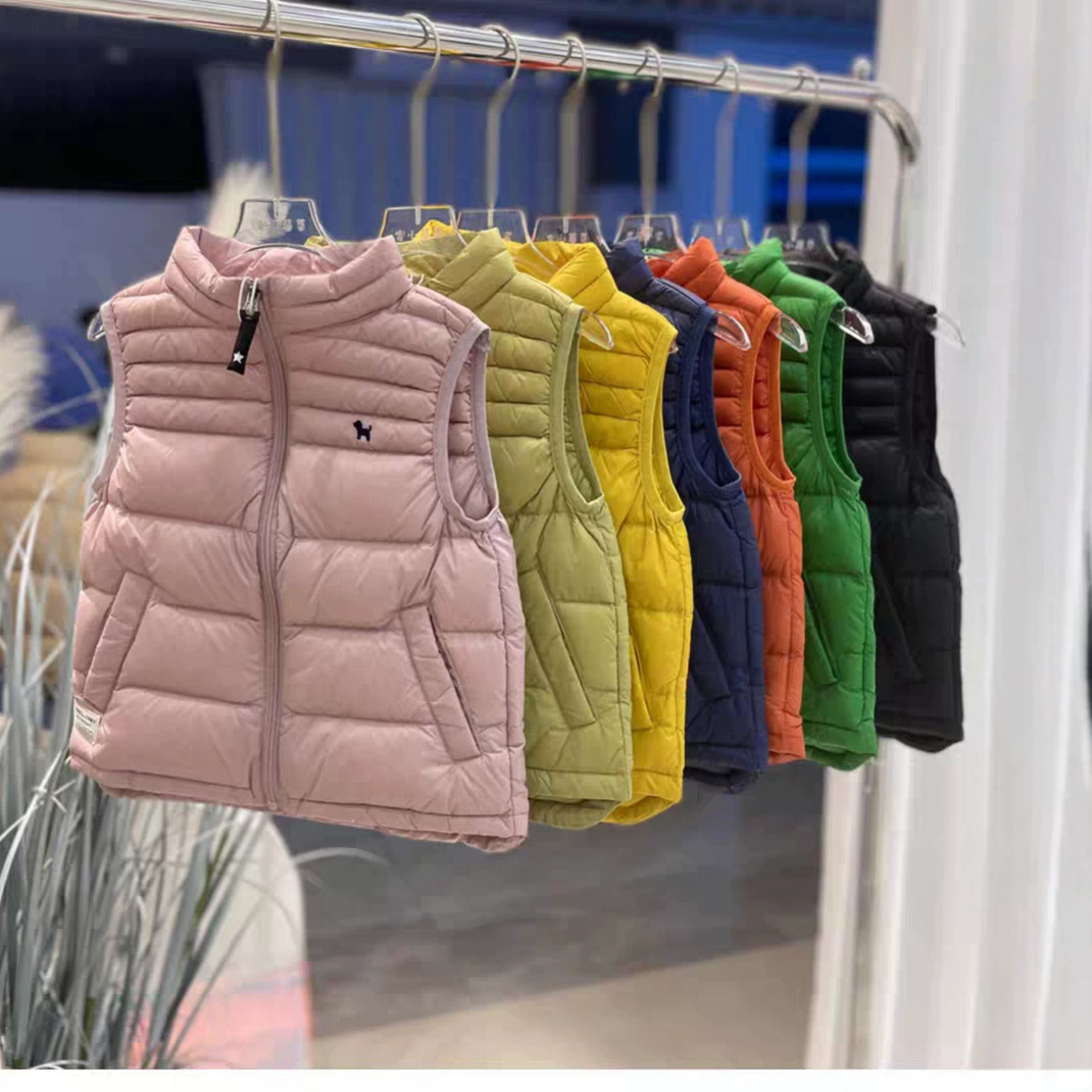 Cross-border foreign trade supply: New autumn and winter children's lightweight down vests for boys and girls, children's clothing with stand-up collar for outer wear