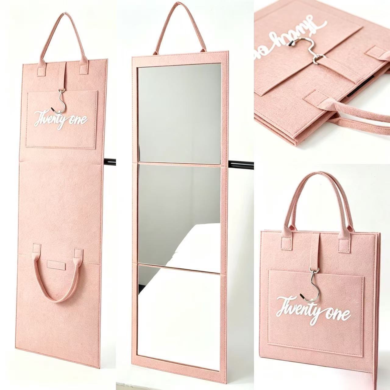 Newly upgraded foldable full-length mirror, portable dressing and makeup mirror for student dormitories, travel, camping, and popular on Instagram