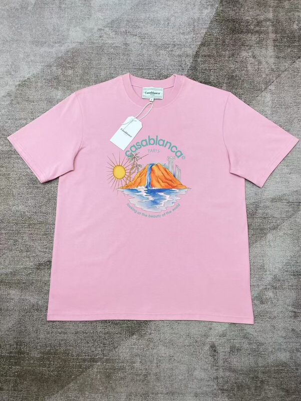 【260g】カサブランカプリント トレンド個性柄 メンズ レディース ゆったり半袖Tシャツ|undefined
