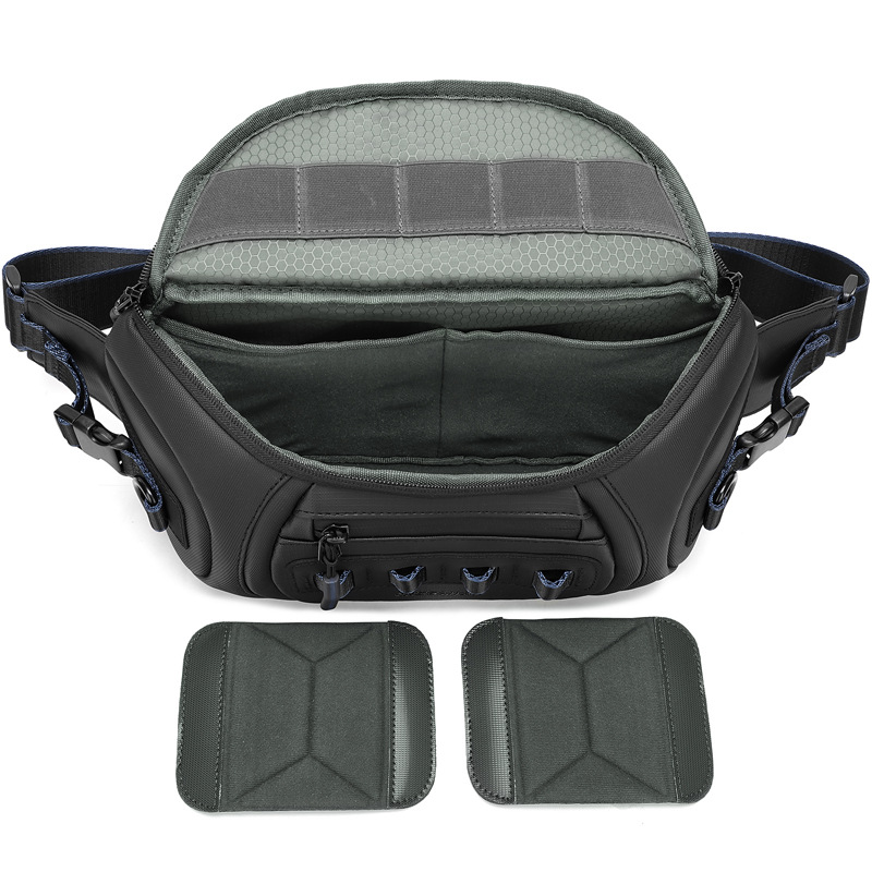 QISEMIAN 단일 어깨 남성 가슴 가방 사진 작가 가방 패션 싱글 어깨 사진 가방 마이크로 단일 후지 저장 가방