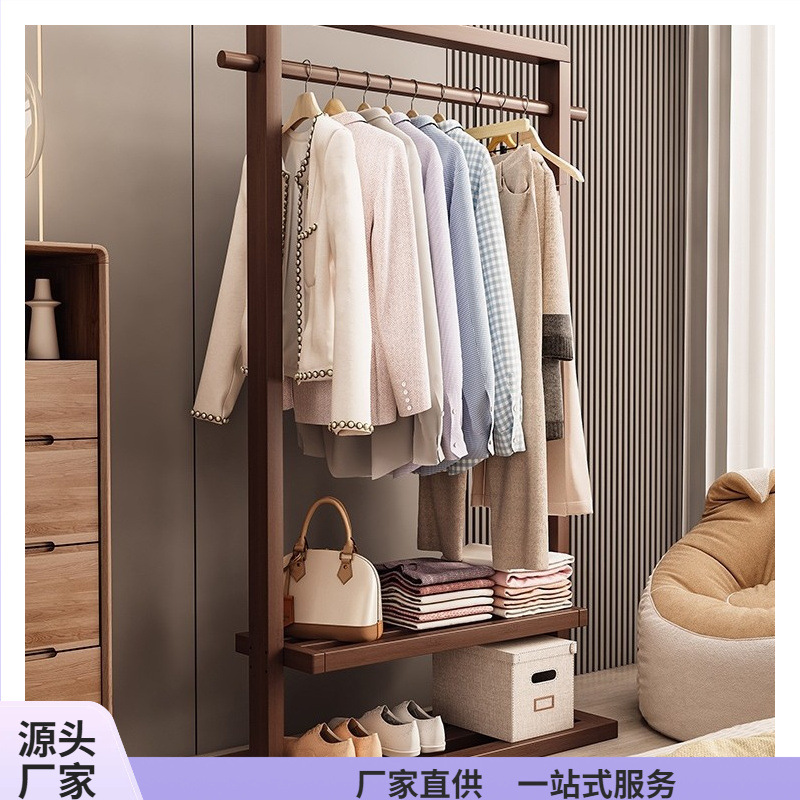 옷걸이 단단한 나무 바닥 침실 코트 랙 거실 간단한 현대 새로운 중국 스타일 B&B 옷걸이 보관 이동식