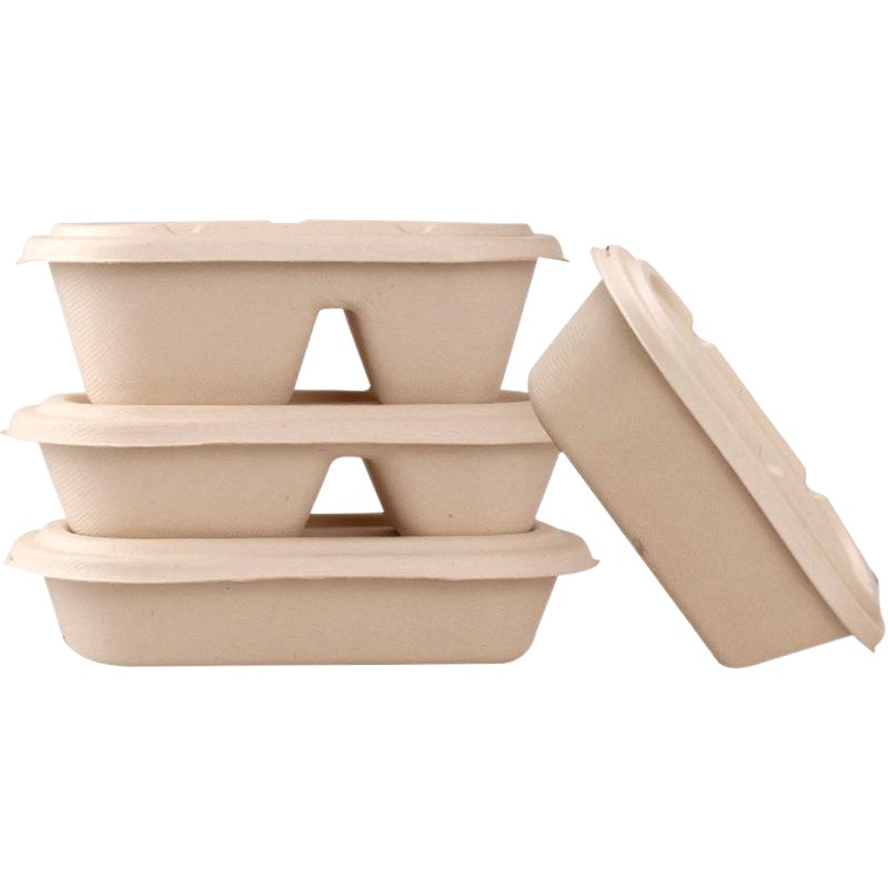 Biodegradable Disposable Paper Pulp Lunch Boxes, Low-Fat Meal Boxes, Light Meal Boxes, Salad Boxes, Canteen Light Meal Shop Takeout Packaging Boxes