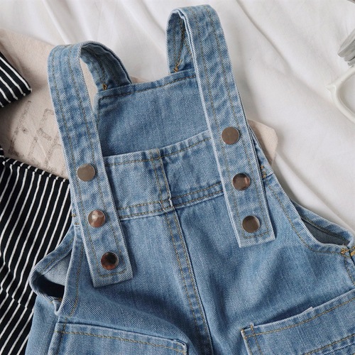 Spring and summer new style denim suspender shorts for boys and girls, versatile casual pants, handsome and trendyOverall