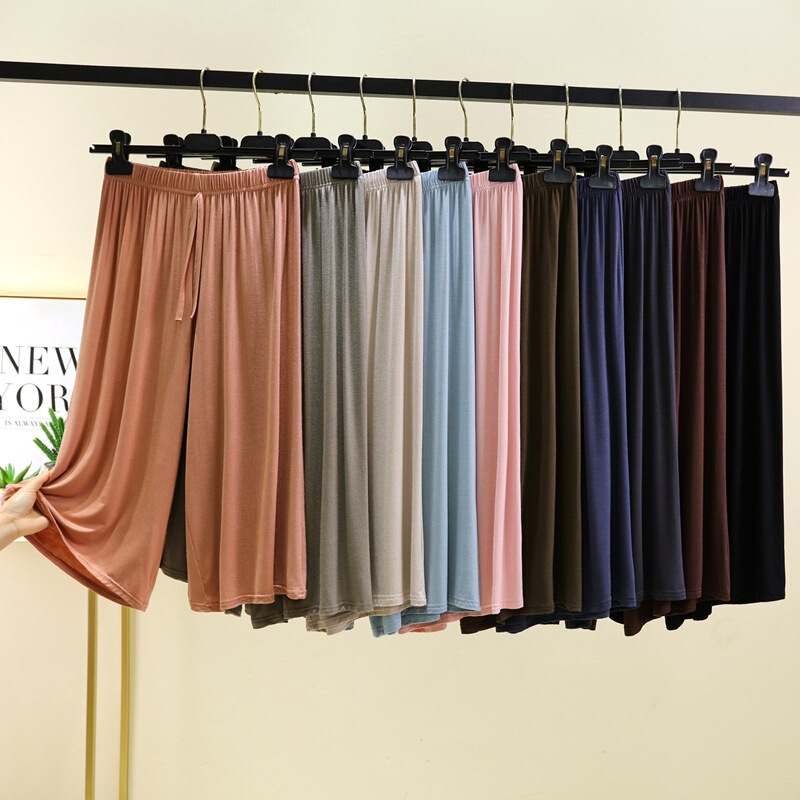 Modal Plus Size Cropped Pants for Women, Summer Loose Wide-Leg Pants, Elastic Waist Casual Pants, Home Pants, Shorts